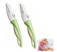 Set de Cuchillos de Cocina para Niños a Partir de 2 Años, 2 Cuchillos de Seguridad para Cortar Frutas y Verduras, Puntas Redondeadas, Herramienta Montessori Acero Inoxidable Niños(Verde)