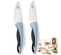 Set de Cuchillos de Cocina para Niños a partir de 2 Años, 2 Cuchillos de Seguridad para Cortar Frutas y Verduras, Puntas Redondeadas, Herramienta Montessori de Acero Inoxidable para Pequeños Chefs