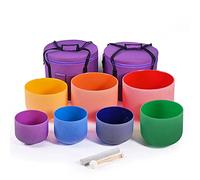 Set De Cuenco De Canto De Cristal De 440Hz 7 PCS, 6-12 Pulgadas Y AG Nota For La Meditación, Con Estuche De Transporte Pesado, Huelguista De Gamuza, Mazo De Goma Y Oring