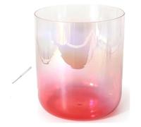 Set de cuencos cantores de cristal, Cuenco tibetano de cristal de 7 pulgadas y 432 HZ, for curación con sonido, meditación, oración, reducción del estrés, con golpeador y junta tórica(Red,E Note)