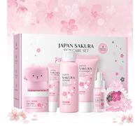 Set de Cuidado de la Piel Sakura 8 Piezas, Kit Sakura Cuidado de la Piel, conTónico, Limpiador, Suero, Crema para Ojos, Crema Facial, para Adolescentes y Mujeres