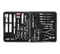 Set de cuidado de uñas de Drei Schwerter, "Varese", 23 piezas, para manicura, pedicura, estuche de viaje, set para uñas, de calidad. Set de manicura exclusivo en cuero de color negro, incluye caja de regalo, paño de limpieza de microfibra e instrucciones de cuidado (idioma español no garantizado) (000125)