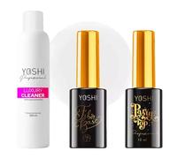 Set de cuidado de uñas de lujo Yoshi - Luxury Cleaner, Party Top & Fiber Base No.2 - Perfecto para manicura de gel UV