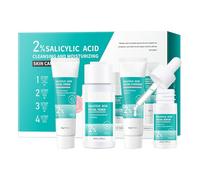 Set de Cuidado Facial 4 Piezas con Ácido Salicílico | Gel Limpiador, Tónico, Sérum & Crema | Anti-Imperfecciones, Puntos Negros, Poros Dilatados | Piel Grasa y Mixta