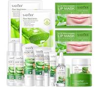 Set de Cuidado Facial Aloe Vera 14 Piezas, Aloe Vera Skincare Kit con Limpiador, Tónico, Crema aloe vera, Crema para Manos, Hidratación, Antienvejecimiento, para Adolescentes y Mujeres