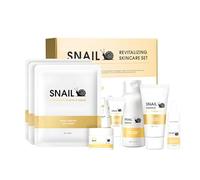 Set de cuidado facial coreano con caracol - Rutina completa de hidratación de 6 piezas con tónico suavizante, sérum, crema para los ojos, mascarilla en lámina, gel limpiador y crema nutritiva para