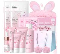 Set de Cuidado Facial Sakura 15 Piezas,con Limpiador,Tonico Facial,Crema facial,Esencia,Esencia ocular,Máscara para dormir,Mascarilla de barro,Mascarilla facial,Mascarilla labial y Accesorios