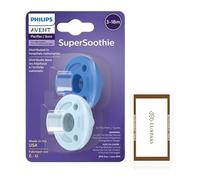 Set de cuidado para bebé: contiene toallitas limpiadoras LUXPAKS y Philps Avnt Soothie 3-18 meses, paquete de 2 chupetes ortodónticos de silicona, azul cielo/azul claro