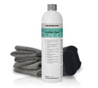 Set de cuidado para cuero de auto | Koch Chemie Colourlock Leather Care Cuero cuidado profundo sedoso 1l + esponjas de aplicación + paños de microfibra | Producto de cuidado para asientos de auto