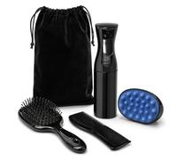 Set de Cuidado para el Cabello - Kit Completo 4 en 1 con Peine Desenredante, Cepillo, Masajeador Capilar de Silicona y Pulverizador de Agua - Incluye Elegante Bolsa de Terciopelo