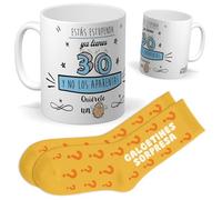 Set de Cumpleaños 30 Años Mujer | Taza “ESTÁS ESTUPENDA YA TIENES 30 Y NO LO APARENTAS” + Calcetines Sorpresa | Regalo Original y Divertido para Amigas, Hermanas | Idea para Fiesta, Aniversario