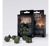 Set De Dados RPG Rúnicos Q-Workshop Negro Brillan En La Oscuridad 7pc Poliédrico