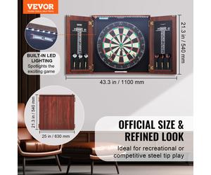 Set de dardos y gabinete VEVOR de tamaño oficial con accesorios completos y puntas de acero