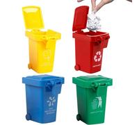 Set de de Basura de Juguete | 4 Piezas Mini Contenedor de Basura y Reciclaje para Escritorio | Contenedor Clasificador De Residuos Juguete Educativo,para Hogar Estudio Oficina Escuela Aula Jardín de I