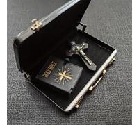 Set de de Biblia en miniatura + minicruz + maleta de metal, de Biblia en miniatura que se puede abrir, de fotografía de en miniatura, decoración de , regalo, de exorcismo, regalo de Pascua