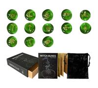 Set de de Brujas - Vidrio | Piedra preciosa | de, juego de piedras rúnicas verdes para adivinación, brujería, guía espiritual, meditación y uso diario de práctica ritual