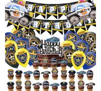 Set de decoración con globos con temática de comisaría de policía de 46 piezas, artículos para fiestas con temática de comisaría de policía, incluyendo globos, decoraciones para tartas y pancartas