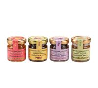 Set de degustación de confituras Extra 40g, producto artesanal hecho en Italia, 100% natural. Pimiento y chile, higos, cebolla roja, peras y mostaza.