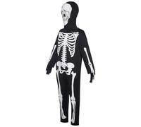 Set de disfraces de infantil: atuendo de Halloween Glow in the Dark, traje de cosplay liviano | Jumpón de cráneo para niños pequeños con guantes, máscara facial, disfraces de disfraces para un desfile