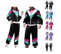 Set de disfraz de disco, conjunto de 2 piezas de ropa deportiva, atuendo de los años 80 y 90, ropa deportiva de jogging para mujeres y hombres, atuendo de mal gusto adecuado para juegos de roles y