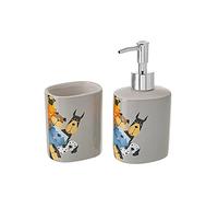 Set de dispensador y portacepillos de cómic de cerámica Gris - LOLAhome