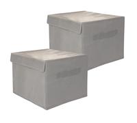 set de dos piezas Organizador de Ropa para Armario con Tapa Antipolvo Transparente, Caja Organizadora Gris para Ropa y Cajones con 7 compartimientos 43x30x25, Ideal para Almacenaje y Orden de Armarios