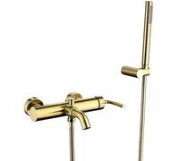 Set de ducha de baño Bañera Tapa Montada de ducha de ducha de latón Montada Cepillado Grabets de bañera con ducha de mano para baño de lujo de baño adecuado, F LWX