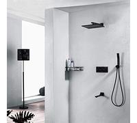 Set de ducha Hogar caliente y fría pared fría de 25 cm Juego de ducha cuadrada Booster Top Spray Copper Ducha Sistema de ducha 3 Modos Black Hermoso Práctico Nubes auspiciosas LWX