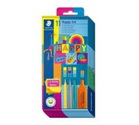 STAEDTLER 61 SC2 HA Juego de escrituras, 2 rotuladores fluorescentes, 3 rotuladores de punta fina, 3 lápices de colores, 2 blocs de notas adhesivas
