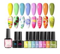 Set de esmaltes de gel - Kit multicolor para decoración de uñas, colección de esmaltes UV Soak-Off | Acabado de secado rápido con brillo intenso, fácil aplicación para manicura profesional, bodas y fi