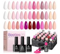 Set de esmaltes de uñas Beetles Gel 23 piezas 20 colores Colección de esmaltes de uñas Rosa nude Blanco Neutro Set de UV Manicura con 3 piezas Top Coat mate brillante y base para amantes