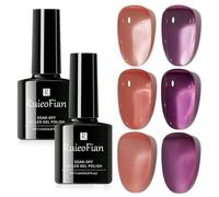 Set de Esmaltes de Uñas Jelly, 2 Colores Esmalte de Uñas en Gel Canela Violeta Transparente Cristal Set de Esmaltes de Uñas En Gel Esmaltes de Uñas UV Soak-Off Para Principiantes Nail Art DIY, 10 Ml