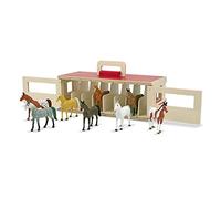 Melissa & Doug Establo de madera con 8 caballos de exhibición, Juego imaginativo y creativo, Juguete Montessori, Regalo para niños de 3 4 5 6 7 Años