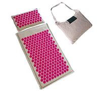 Set de Esterilla Acupresion, Kit de Masaje Esterilla Yoga, Alfombra de Acupresión Bienestar Hecha de Fibra de Coco Rrgánica y Lino de Algodón Completa Masaje de Acupuntura Para Aliviar el Dolor,Rojo
