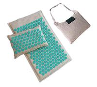 Set de Esterilla Acupresion, Kit de Masaje Esterilla Yoga, Alfombra de Acupresión Bienestar Hecha de Fibra de Coco Rrgánica y Lino de Algodón Completa Masaje de Acupuntura Para Aliviar el Dolor,Azul
