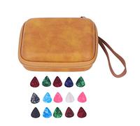 Set de estuches para púas de guitarra, bolsa de almacenamiento impermeable de cuero PU con correa de mano, estuche portapúas de celuloide para organizar y proteger los accesorios (Cruces)
