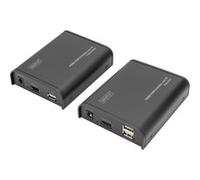 DIGITUS DS-55202 HDMI KVM Extender - Full HD 1080p 60 Hz - 120 m a través de cable LAN / Ilimitado a través de Ethernet (IP-enabled) - Set: Transmisor y Receptor - HDMI 1,3 & HDCP 1,2