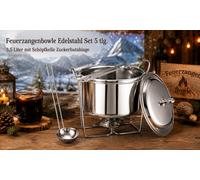 Set De Feuerzangenbowle De Acero Inoxidable 5 Piezas Con Cucharón, Soporte 3,5 L