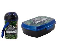 Set de Fiambrera/Sandwichera + Botella Aluminio 400 ml o Cantimplora de Plástico con correa de 450 ml Compatible con Jurassic World - Libres de BPA (Cantimplora Plástico)