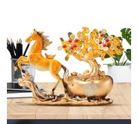 Set de Figuras de Caballos - Árbol del Dinero | Escultura de Año Nuevo Chino, decoración de de Riqueza, estantería, alféizar de la Ventana, estantería, tocador, mesita de Noche, mesita de Noch