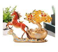 Set de Figuras de Caballos - Árbol del Dinero | Escultura de Año Nuevo Chino, decoración de de Riqueza, estantería, alféizar de la Ventana, estantería, tocador, mesita de Noche, mesita de Noch