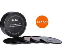 Set de filtros gris Rollei Premium de objetivo compuesto de: 1 filtro ND 8,ND 64 y ND 1000 de cristal Gorilla con anillo de aluminio de exposición prolongada con tapa protectora de aluminio.(49 mm)