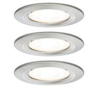 Set de focos LED empotrables Nova Reto Rigid (6,5 W, Hierro cepillado, 3 ud., Blanco cálido, Diámetro: 7,8 cm, IP44)