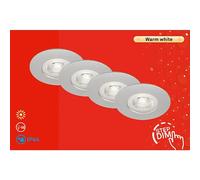 Set de focos LED empotrables redondos Kulana regulable (20 W, Ø x Al: 9 x 2,5 cm, 4 ud., Blanco cálido, Cromo)