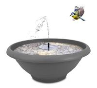 Set de fuente solar XL para exteriores, cuenco de 50 cm, color gris, cuenco decorativo y fuente flotante para jardín, bebedero para pájaros