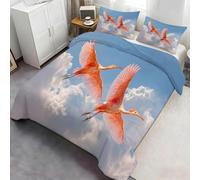 Set de Fundas de edredón Crimson Bird in Flight, Ropa de Cama Suave de 3 Piezas con Fundas de Almohada, Vibrante decoración de Dormitorio con Estampado de Aves 200x220cm