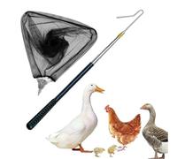 Set de gancho para patas de gallinas retráctil y red de captura (2-en-1), gancho para aves de acero inoxidable, dispositivo de captura de red para aves, equipo de cría de aves para aves, pollo, pavos