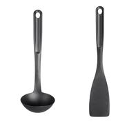 Set de GastroMax Cucharón de sopa + Espátula de plástico, Gris Oscuro, sin BPA, apto para utensilios de cocina antiadherentes