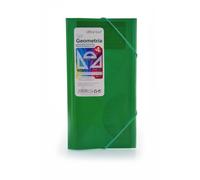 Set de Geometría Colorline - Carpeta con Gomas + Regla 30cm, Escuadra, Cartabón, Transportador y Tarjeta de Fórmulas - Verde Oscuro