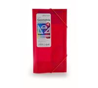Set de Geometría Colorline - Carpeta con Gomas + Regla 30cm, Escuadra, Cartabón, Transportador y Tarjeta de Fórmulas - Rojo